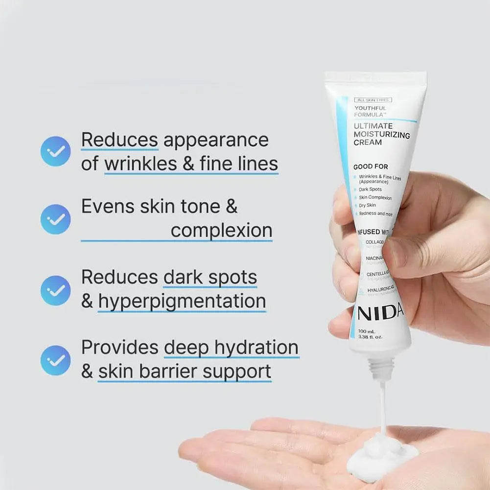 NIDA Ultimate Moisturizing Cream Anti-Aging Repairing Calming Pore Moisturizer Repair Redness Whitening Essence Skin Care