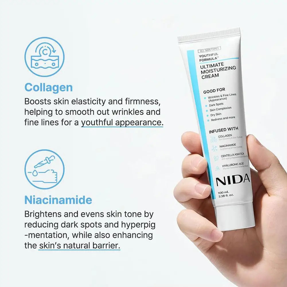 NIDA Ultimate Moisturizing Cream Anti-Aging Repairing Calming Pore Moisturizer Repair Redness Whitening Essence Skin Care